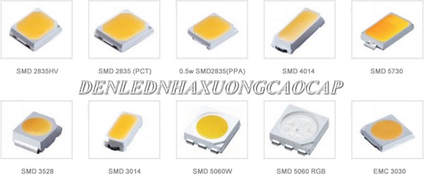 Types of SMD led chips with many different sizes