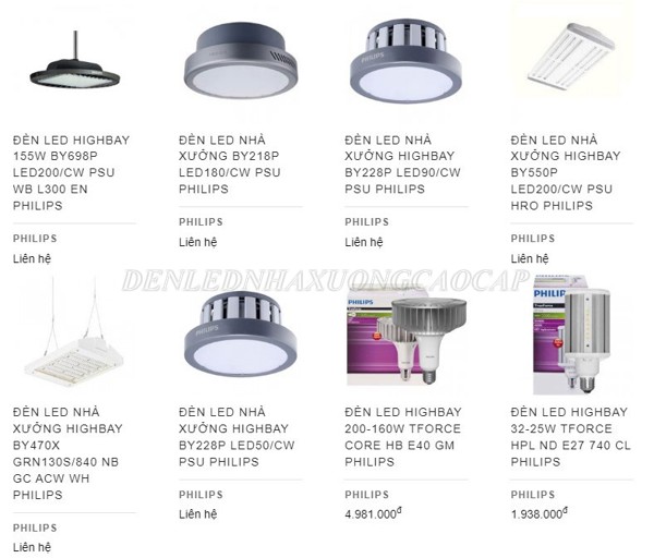 Các kiểu dáng đèn LED nhà xưởng Philips